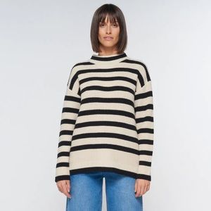 ZOE KRATZMANN THEME KNIT SWEATERS - ECRU/BLACK STRIPE